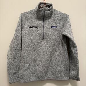 Patagonia Womens 1/4 Zip Better Sweater Jacket Medium Gray Embroidered Outdoors